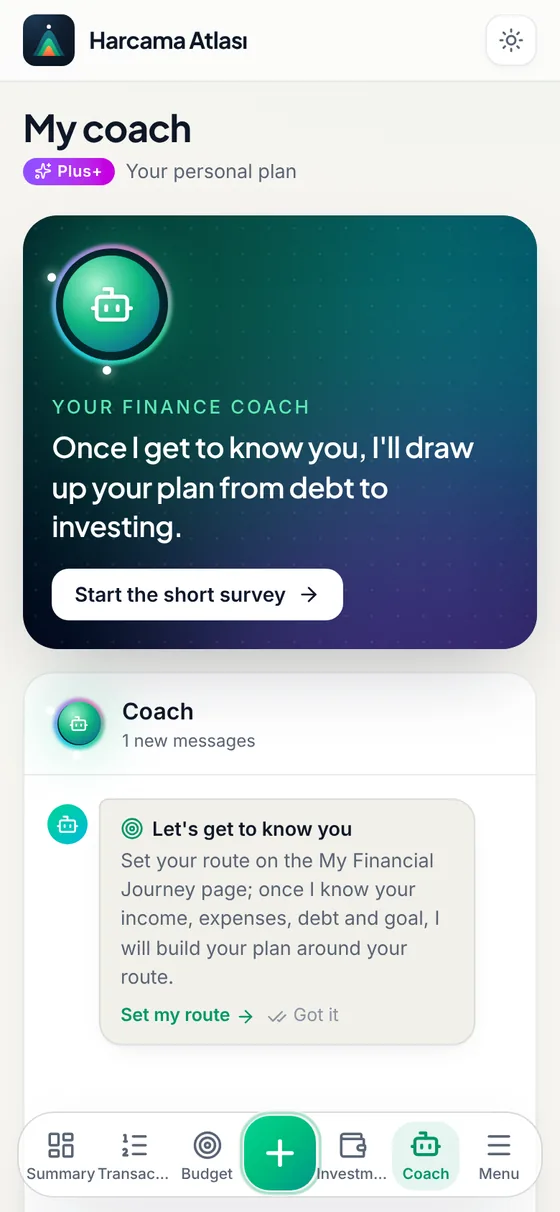 The My Coach screen in the app